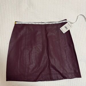 Free People Burgundy Faux Leather Skirt